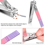 Manicure Set, Travel Mini Nail Clippers Kit Pedicure Care Tools, 10pcs Stainless Steel Grooming kit (Pink Purple)