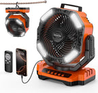 Socool 40000mAh Camping Fan Rechargeable, Battery Operated Portable Outdoor Fan Remote, 136Hrs & 4-Speed Cordless Oscillating, Table Fan with Light & Timer for Tent RV Jobsite Hurricane Power Outage