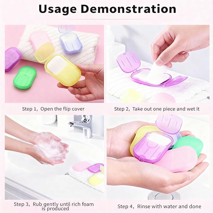 Paper Soap Sheets for Hand Washing, 20 Pack (400 Sheets) Mini Portable Hand Soap Sheets, Scented Disposable Soap Sheet, Colorful Camping Soap Sheets, Travel Soap Sheets for Hand Washing