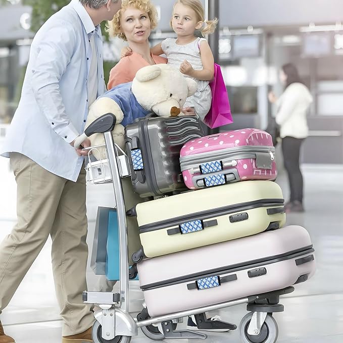 4Pcs Luggage Handle Wrap Suitcase Identifier Handle Covers Tags Soft Travel Bags Luggage Handle Gripper Accessories for Airplane Flying Blue Circle
