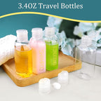 Cosywell Travel Bottles for Toiletries 4PCS 3.4oz/100ml Plastic Squeeze Bottles TSA Approved Travel Size Containers Leakproof Plastic Cream Jars Refillable Cream Lotion(Clear)