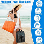 SelfTek Travel Shoe Bags, 3 Pack 3 Size Waterproof Shoe Bags for Travel with Double-Sided Zippers, Portable Shoe Storage Organizer for packing for Men, Women & Kids - Ideal Family Travel Accessories