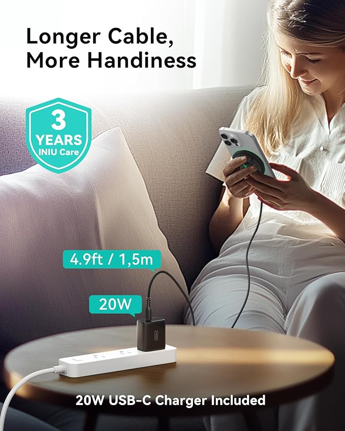 INIU 140w Power Bank Laptop Portable Charger and 15W MagSafe Compatible Charger Pad Combo