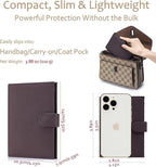 Genuine Leather Passport Wallet with RFID Blocking – Slim Travel Passport Holder with Card Slots, Zipper Coin Pocket & Cash Sleeve, Classic Travel Wallet (Coffee Brown)