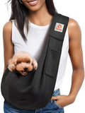 Tomkas Small Dog Sling Carrier - Classic Pocket & Classic Strap - Wrap Carrier - for 3-10 lbs Pets(Black)