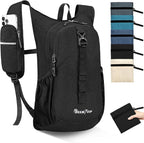Seektop 20L Small Hiking Backpack for Women Men, Lightweight Hiking Packable Daypack with Phone Pocket for Travel Camping (Black, 20L)