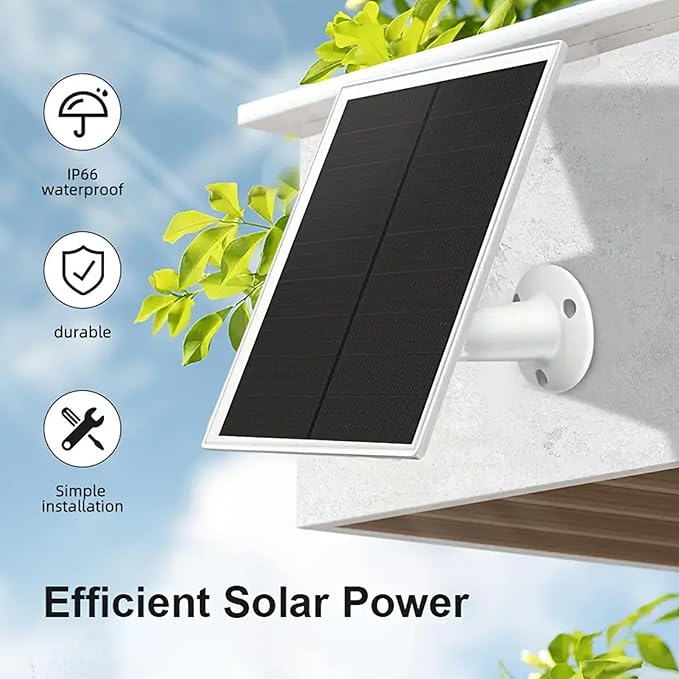 Solar Panel Charger for Arlo Essential 2K Outdoor(2nd Gen)/Essential XL Camera(2nd Gen)/Essential Spotlight, 5V 6W Continuously Charging, 9.8ft Cable, Weatherproof (1Pack)