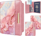Passport Holder Cover,Traveling Passport Case Cute Passport Wallet for Women,Red Marble