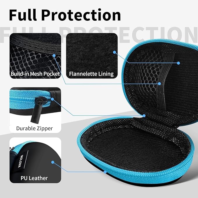 for Earbuds Carrying Case, 2Pack, Red+Blue Small Oval Storage Cases, Portable Storage Earbud Pouch Bag for Earbuds, in-Ear Headphones, Earphones, Headsets, USB Charging Cable