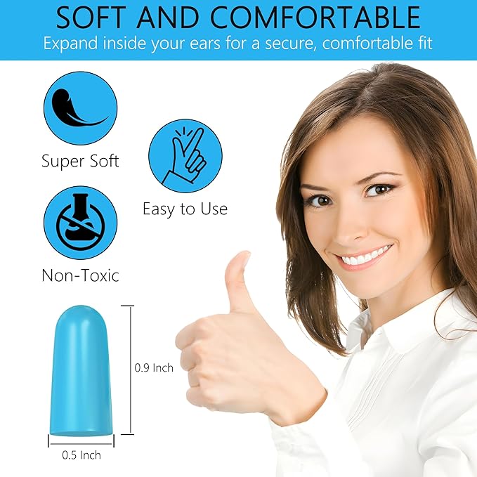 Quality Foam Ear Plugs 500 Pair - 32 dB Noise Cancelling High Decibel Sound Blocking Soft - Dispenser Refill Safety Hearing Protection Ear Protection Disposable Light Blue