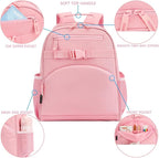 FlowFly Kids Backpack for Toddler Boys Girls, Simple Lightweight Bookbag for Daycare Kindergarten Elementary School Travel, Small Modern Bag (Medium 15''), Pink