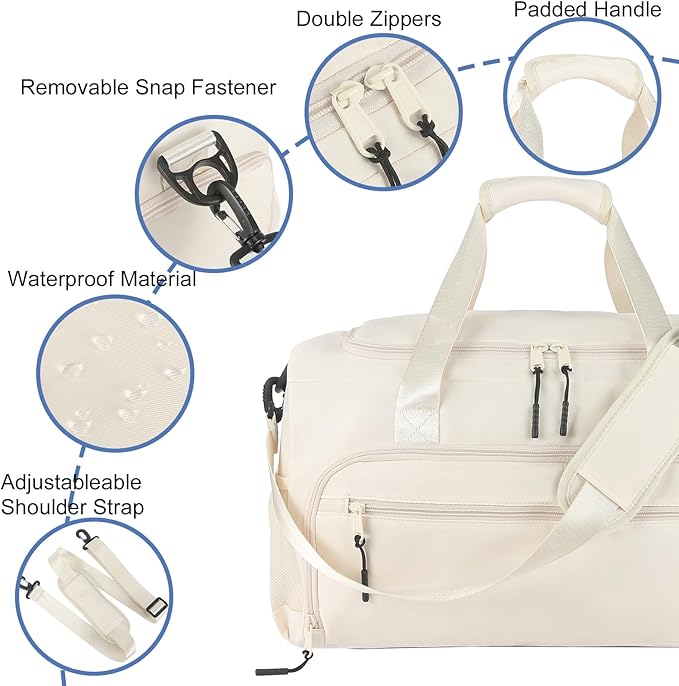 Gym Bag for Men Women, Sport Duffle Bag with Wet Pocket & Shoes Compartment, Water Resistant Overnight Weekender Bag Duffel Bag