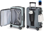 BAGSMART Top Opening Carry On Luggage 22x14x9 Airline Approved with TSA Lock, Expandable 20 Inch Deep Compartment Hard Shell Suitcases with Double Spinner Wheels, Green