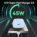 45W Super Fast Charger USB C Android Phone Type C Charger Fast Charging Block with 10FT Cord for Samsung Galaxy S26/S26 Ultra/S26+/S25 Ultra/S25/S24 Ultra/S24/S23 Ultra/S22/S21/S20/Note 10, Blue