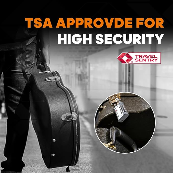 SURE LOCK TSA Accepted Combination Luggage Padlock for Gun Cases, Transporting Equipment Cases in Trade Show, Music and Medical Industries (2, Silver)