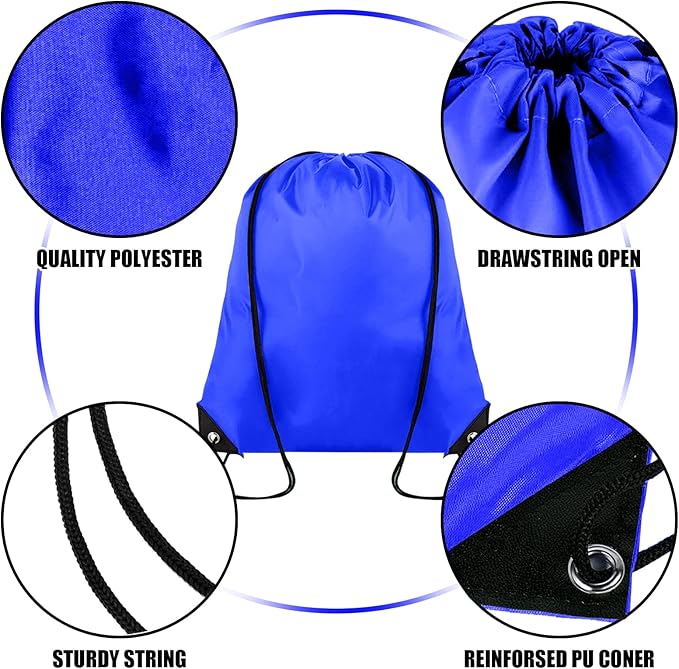 Grneric 60 Pieces Drawstring Backpack Bulk Cinch Sackpack Ployster Drawstring Bags for Gym Party Trip(Navy Blue)