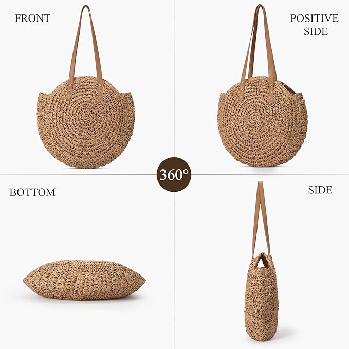 Trifabricy Beach Bags for Women, Large Beach Bag, Woven Straw Tote Bags Waterproof, Weaving Swim Shopping Travel Bag