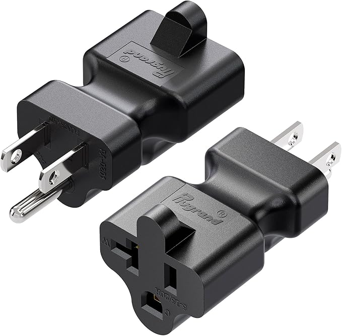 15 Amp to 20 Amp T Blade Power Adapter, Nema 5-15P to 5-15R/5-20R AC Adapter (2 Pack)