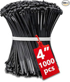 Small Black Zip Ties 4 Inch, 1000pcs Mini Cable Ties Thin Zipties 4 In Tiny Self Locking Plastic Tie Wraps Wire Ties for Cord Management