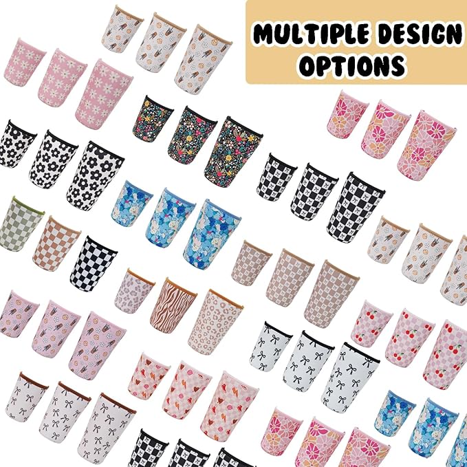 Reusable Insulated Neoprene Iced Coffee Cup Sleeve, Durable Drink Sleeve for Cold Beverages, Beverage Holder for Iced Coffee, Black Bow