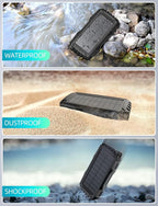 Mregb Solar Charger Power Bank 42800mAh, Portable Charger, Solar Power Bank,External Battery Pack 5V3.1A Qc 3.0 Fast Charger Built-in Super Bright Flashlight (Black)