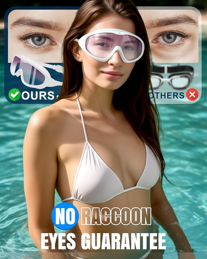 Swim Goggles 2 Pack, Wide View Anti Fog&UV Swimming Goggles for Audlt, No Leak Pool Beach Essentials for Men Women