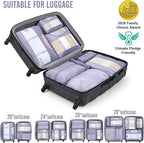 Veken 8 Set Packing Cubes for Travel Essentials, Suitcase Organizer Bags in 4 Sizes, Carry-On Luggage Accessories with Large Laundry & Hanging Toiletry Bag, Must-Have for Airplane, Road Trip & Camping