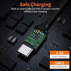 JXMOX Short USB C Cable (0.5ft 3-Pack), USB A to Type-C Charger Cord 3.1A Fast Charging Compatible with iPhone 15 16 Pro Max, Samsung Galaxy S20 S10 S9, Note 10 9, A80 A70 A50 A40, Power Bank (Black)