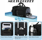 MAXTOP Gym Bag for Women Men Travel Duffle Bag Large Capacity Carry On Weekender Overnight Bag With Shoe Compartment Gym Tote Dry Wet Separation Duffel Bag for Travel