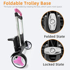 Rolling Backpack Trolley Cart with Stair-Climbing Quiet Wheels,Foldable Aluminum Frame,Adjustable Handle,Large 77 lbs Capacity–Fits Travel Bags,Book Bags,Shopping–Pink,No Edge Guard