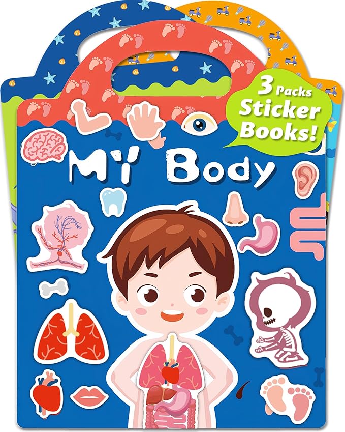 Walenced Reusable Sticker Book for Toddlers, Stickers for Kids, Toddler Sticker Book, Toddler Craft Activities, Toddler Travel Toys Boy Girl Birthday Gifts