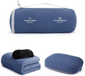 urnexttour 4-in-1 Travel Pillow & Blanket Set with Eye Mask, Memory Foam Neck Support, 50x65 Inch Blanket, Storage Bag for Airplane, Car, Train, Home Travel Blue