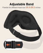 MABAO Sleep Mask for Side Sleeper, Eye Mask for Sleeping Women Men, 3D Contoured Cup No Eye Pressure 100% Light Blocking Sleeping Mask with Adjustable Strap Night Blindfold Flight, Travel, Nap, Black