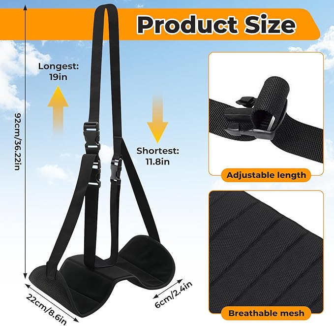 Airplane Foot Hammock - Portable Travel Foot Rest with Adjustable & Detachable Straps for Ergonomic Support on Flights, Cars, Trains, Lightweight & Packable for Long Haul Travel & Office
