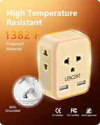LENCENT EU to US Plug Adapter, European to USA Outlet Adaptor with 2 USB, Europe to American Outlet, 3-Sided Outlet Extender, Wall Tap, Mini Charger Box, Travel Plug Converter