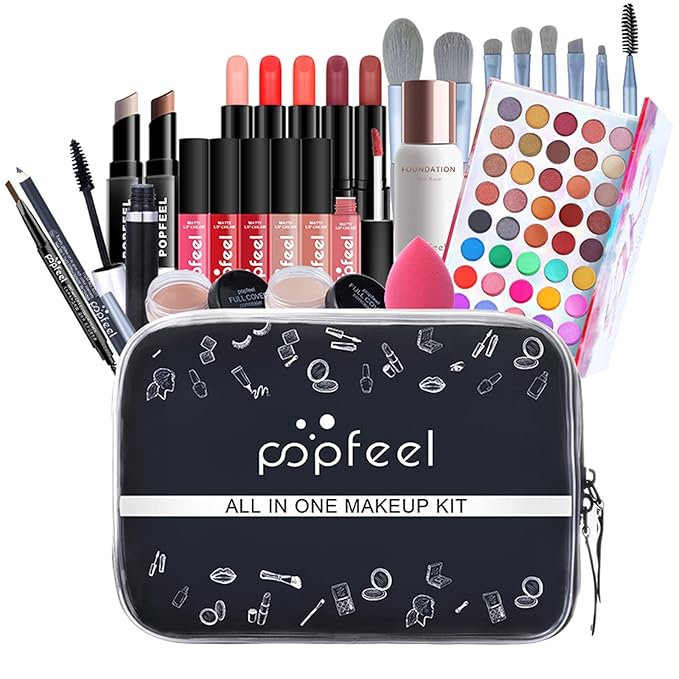 FantasyDay All-in-one Holiday Make up Gift Set | Makeup Kit for Women Full Kit Essential Starter Bundle Include Eyeshadow Palette Lipstick Blush Foundation Concealer Face Powder Mascara Lipgloss Brush
