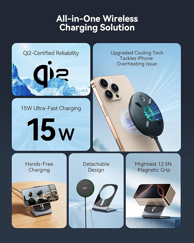 INIU Ultra Slim 10000mAh 45W PD Power Bank & Qi2 Certified 15W, Mag-Safe Wireless Charger Stand Combo