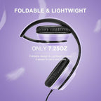 LORELEI X8 Over-Ear Wired Headphones with Microphone with 1.45m-Tangle-Free Nylon Line&3.5mm Plug,Lightweight Foldable & Portable Headphones for Smartphone,Tablet,Computer,Mp3/4(Dark Purple)