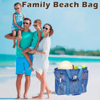 Fammart Mesh Beach Bag with Zipper, Large Beach Tote for Women, Toys Pool Swim Bag Travel Vacation Cruise Essentials