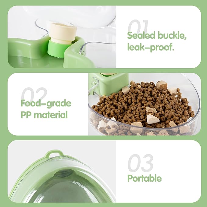Small Dog Food and Water Bowl for Travel, Green, 2-in-1 Portable Collapsible Dog Feeder for Capming, Walking, Hiking, Food-Grade PP Material, Cute Smiley Face Design for Cats and Dogs