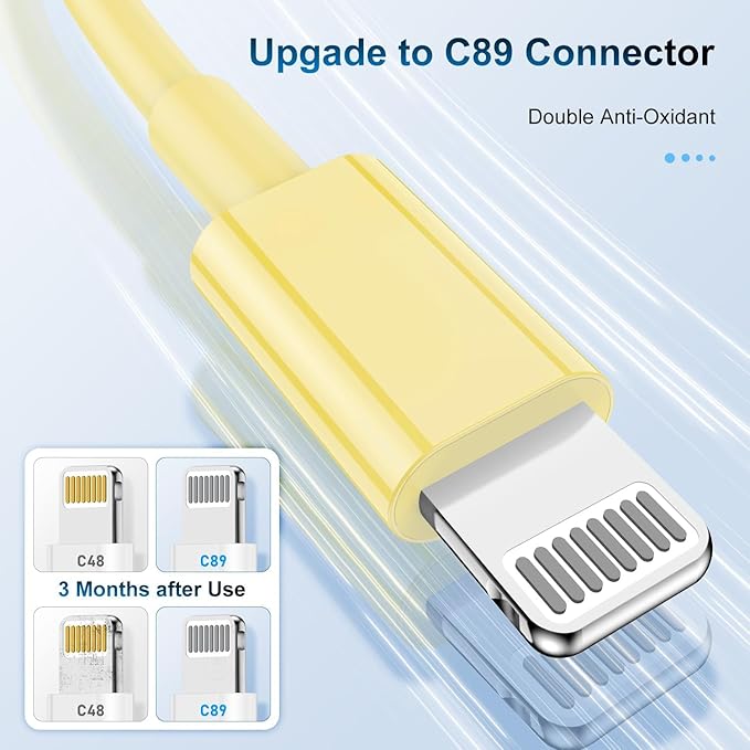 3 Pack Apple MFi Certified Charger Cable 3ft, Lightning to USB Cable Cord 3 Foot, 2.4A Fast Charging,Apple Phone Long Chargers for iPhone 13/12/11/11Pro/11Max/ X/XS/XR/XS Max/8/7/6 Yellow