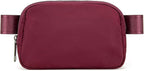 YOSHUYUKI Waist Belt Bag for Women Lulu Dupes Mini Small Crossbody Purse Sling Bag Cute Fashion Waterproof Fanny Pack Over The Shoulder Bags Fashionable Travel Running Belt Pouch Bum Bag Red Merlot