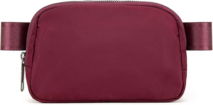 YOSHUYUKI Waist Belt Bag for Women Lulu Dupes Mini Small Crossbody Purse Sling Bag Cute Fashion Waterproof Fanny Pack Over The Shoulder Bags Fashionable Travel Running Belt Pouch Bum Bag Red Merlot
