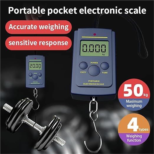Luggage Weight Scale, 4PC Multifunctional Mini 50kg/10g Electronic Hanging Fishing Luggage Portable Digital Handy Electronic Pocket Weight Hook Scale,for Travel
