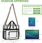 MAY TREE Clear Bag for Stadium Events, 12x6x16 Clear Tote Bag with Removable Strap, Transparent Bag for Concert Sports Gym, White Guita-Strap
