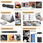 Survival Kit, 250Pcs Survival Gear First Aid Kit with Molle System Compatible Bag and Emergency Tent, Emergency Kit for Earthquake, Outdoor Adventure, Hiking, Hunting, Gifts for Men Women