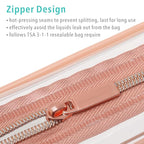 F-color 2 Pack Clear Makeup Bag, 1 Medium TSA Approved Toiletry Bag Quart Size Carry On & 1 Large for Checked Luggage, Water-resistant Clear Travel Bags for Toiletries, Rose Pink