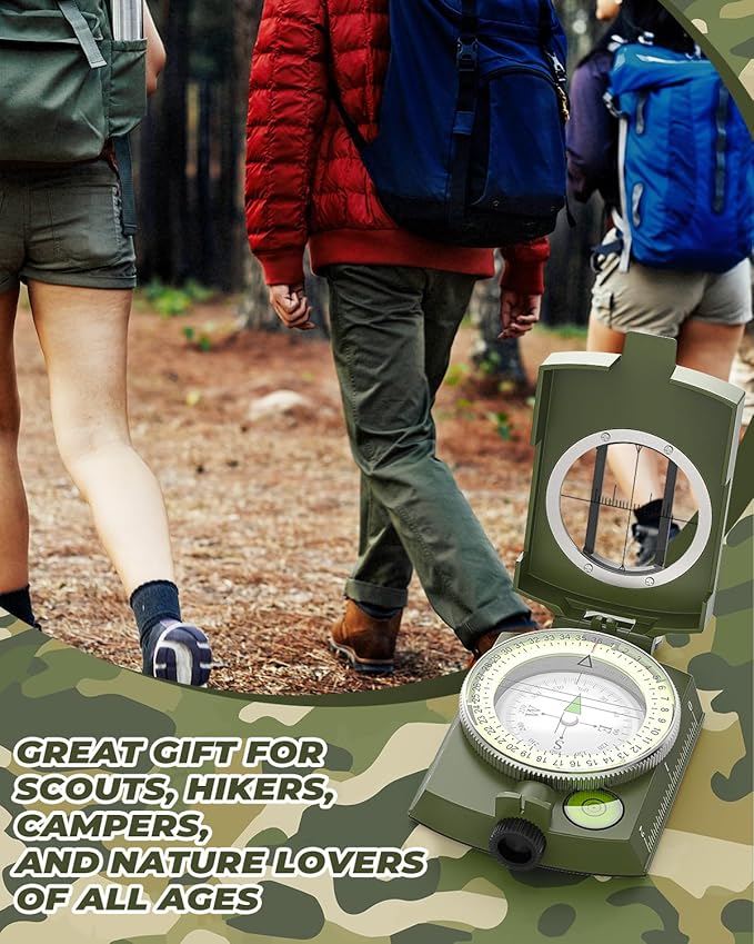 Sportneer Compass: Accurate Durable Lightweight Orienteering Compass with Strap and Carrying Case, Glow in The Dark Waterproof Hiking Essentials for Camping Backpacking, Best Survival Gifts for Kids