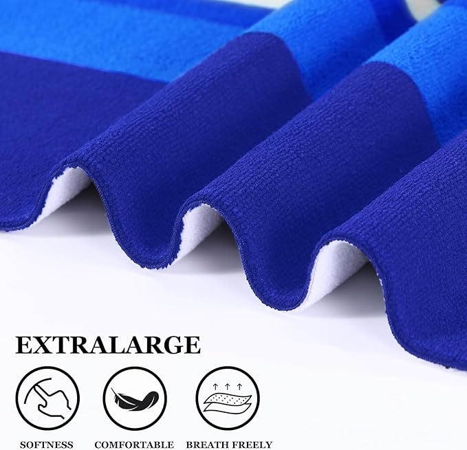 Genovega 2 Packs Oversized Beach Towel Set Extra Large Big XL Pool Camping Swim Clearance Towels 36x72 Soft Blanket Cruise Essentials Accessories Must Haves Vacation Necessities Adult Stripe Dolphins