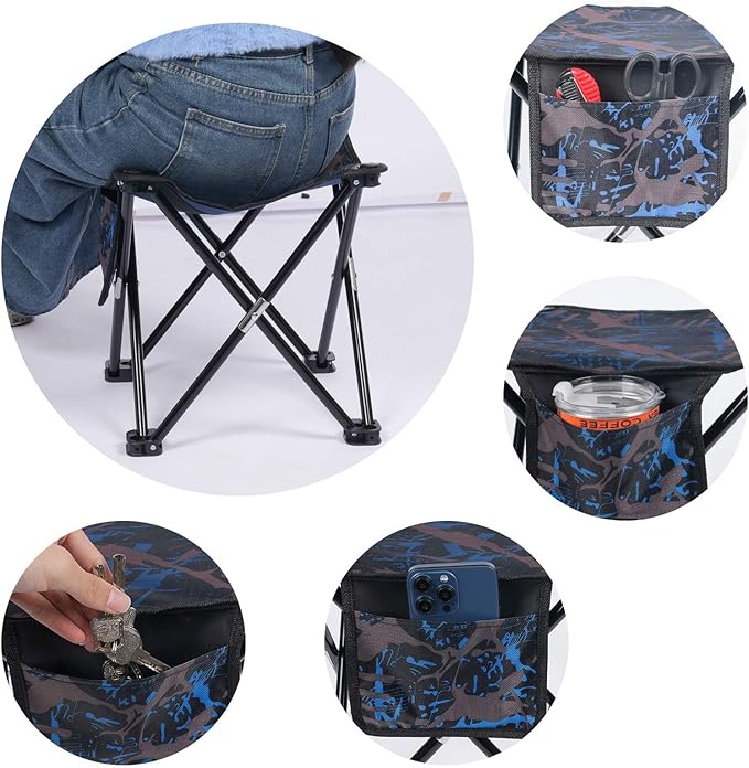 VOLIXOD 2 Pack Folding Portable Camping Stool for Adults, Lightweight Collapsible Stool for Outdoor Footrest Fishing Hiking Gardening and Beach with Carry Bag(400 LBS Capacity)